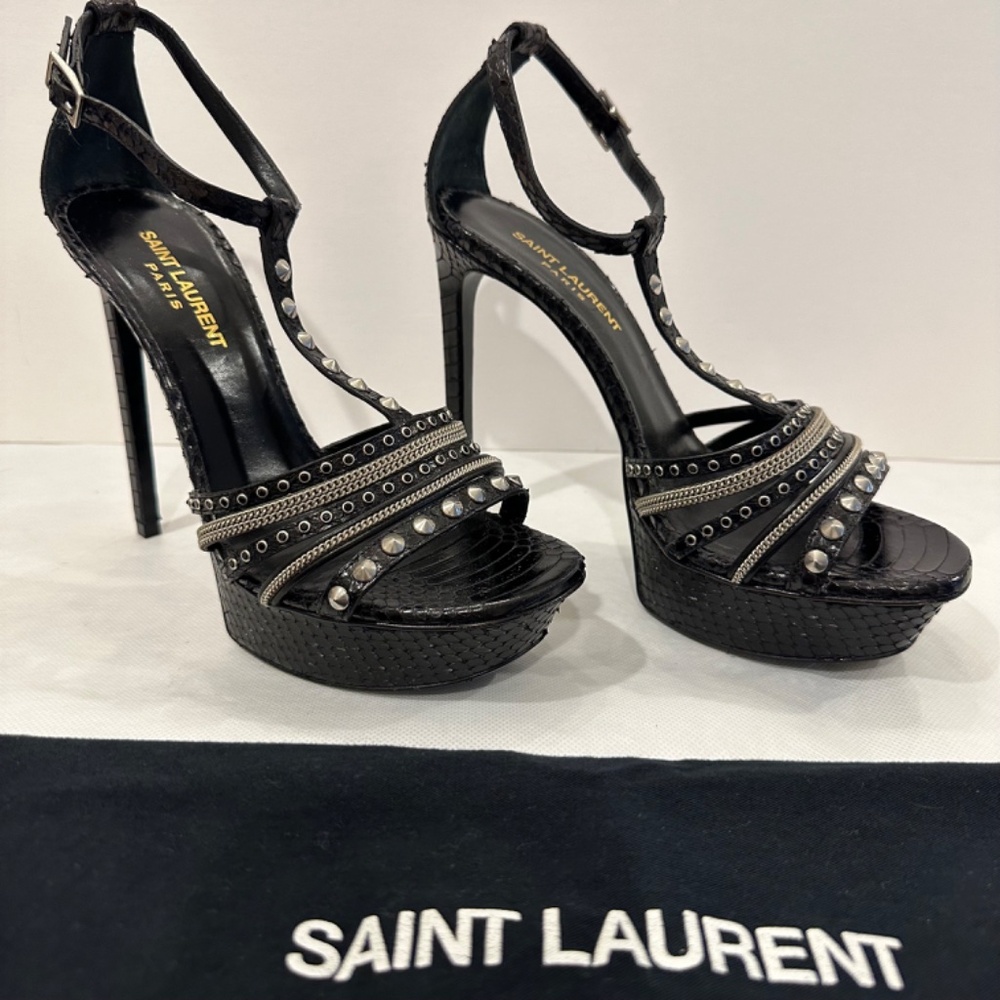Saint Laurent Paris Exotic Python And Leather Bla… - image 2